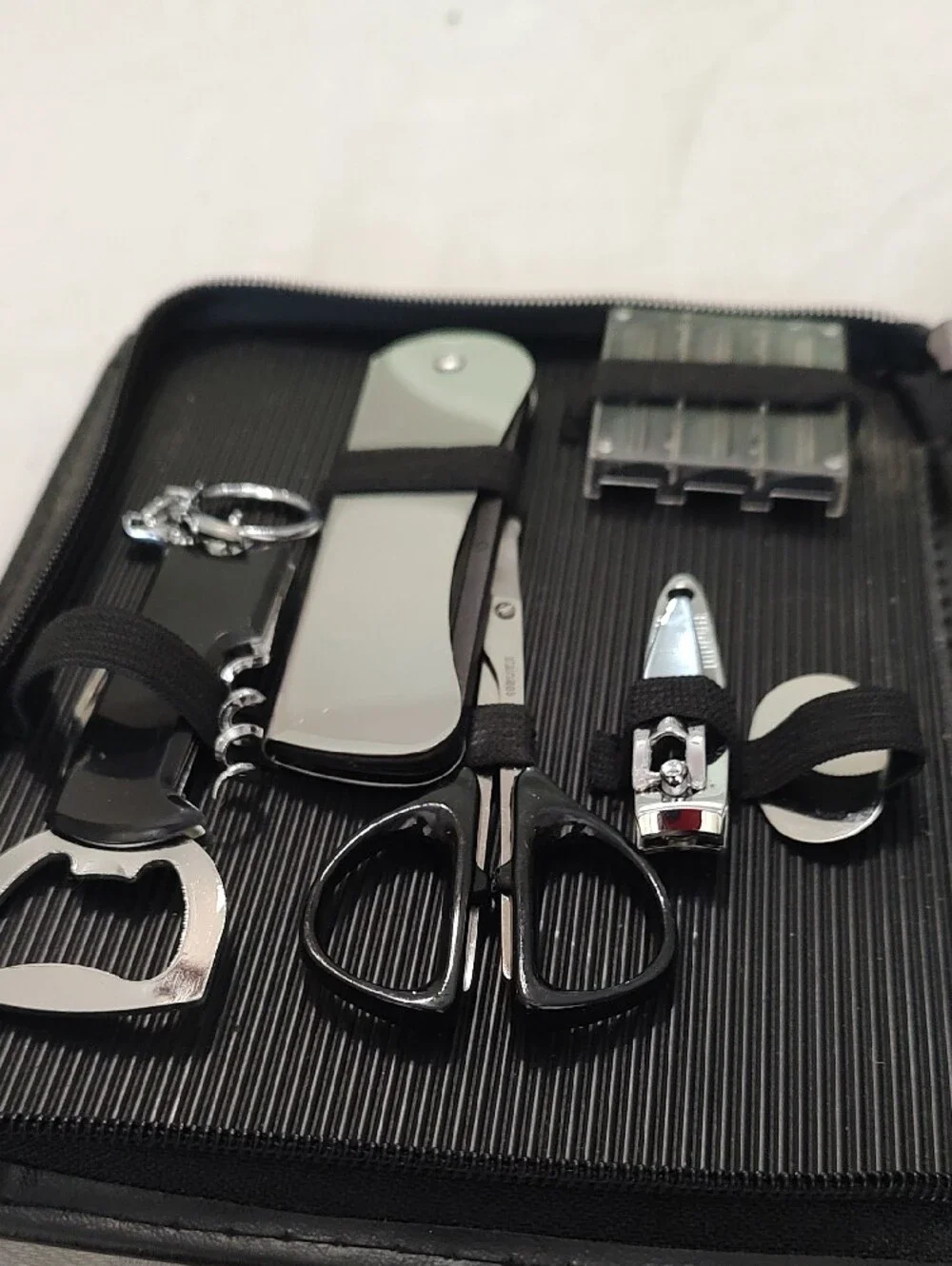 Men's Black Grooming Kit with Mirror - Compact Travel Set